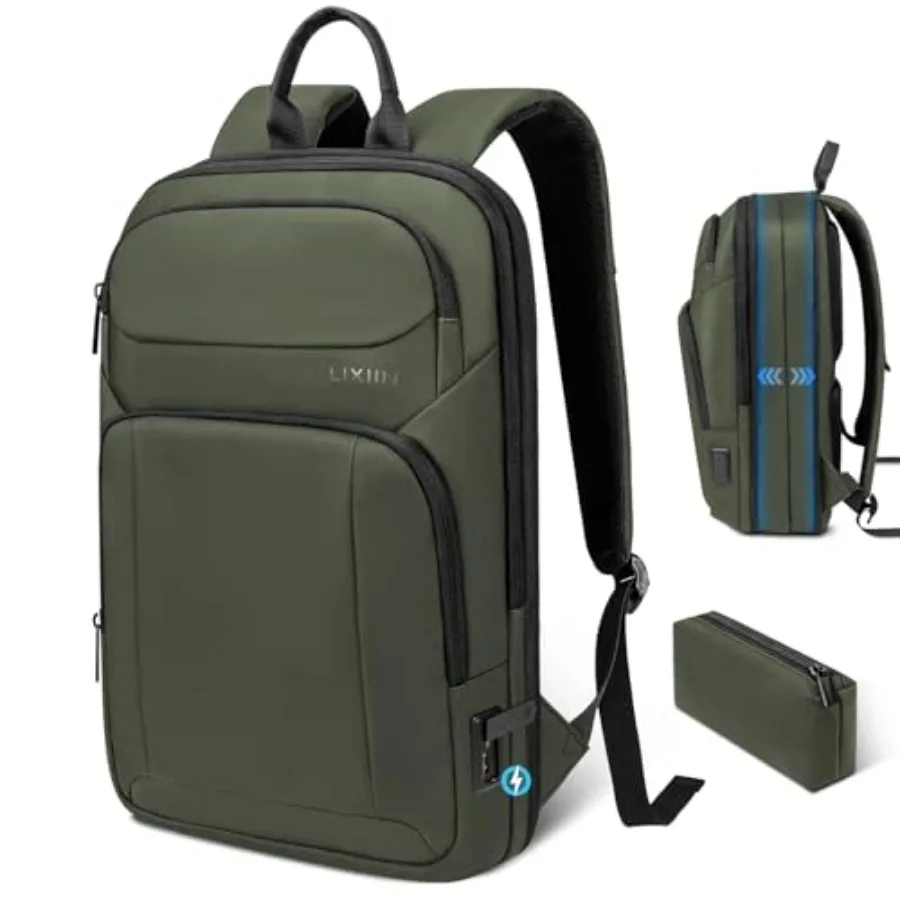 

Backpack for Men Slim and Expandable Travel Laptop Backpack with USB Charging Port Water Resistant Anti-Theft Business Backpack
