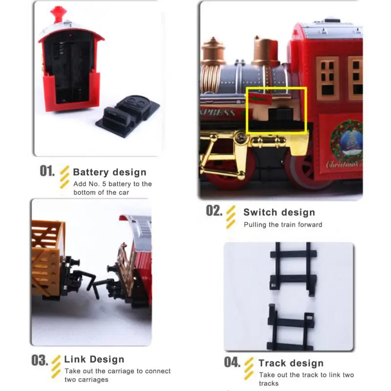 Christmas Train Electric Train Set For Christmas Tree Track Car Christmas Decoration Trains Noel Gift Round Rail Train Carousel