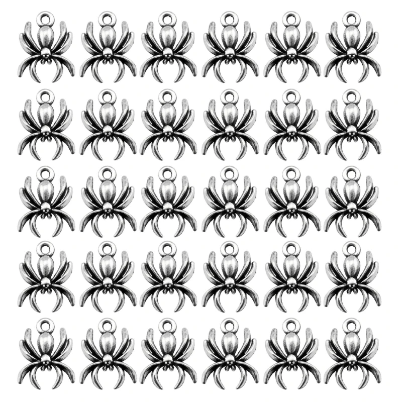 30pcs Spiders DIY Jewelry and Crafts Charm Halloween Spiders Charm Perfect For DIY Necklace And Bracelet Designs