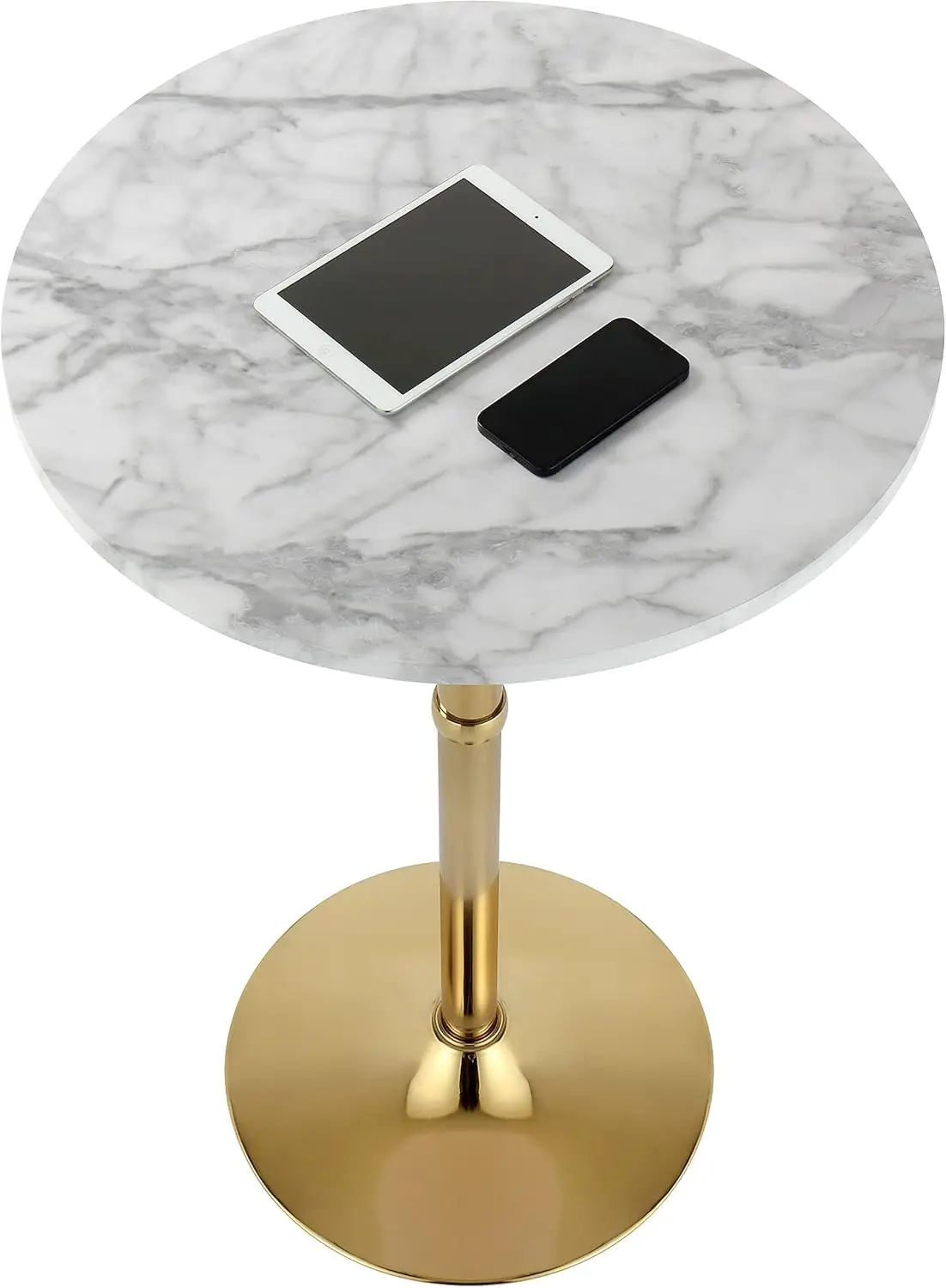 24'' Round Cocktail Bar Table with Metal Base, Tall Bistro Pub Table, Counter Bar Height Table for Kitchen, Dining Room, Living