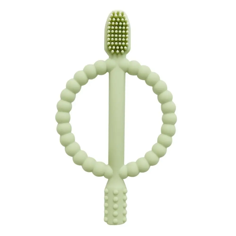 Anneau de dentition en silicone de qualité alimentaire premium avec poignée facile à saisir, pour le soulagement des poussées dentaires, massage texturé des gencives, brosse à dents pour bébé, crèche