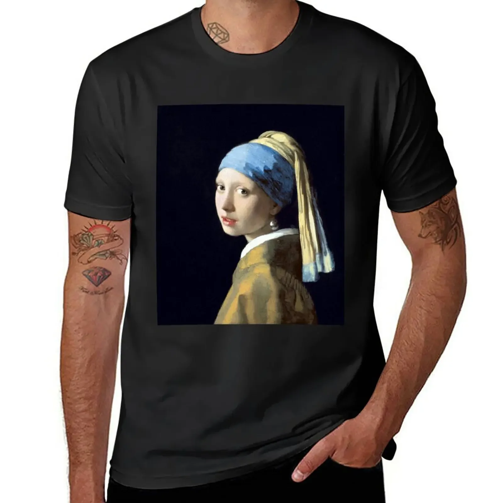 Johannes Vermeer Girl with a Pearl Earring T-Shirt boys animal print shirts graphic tees plain white t shirts men