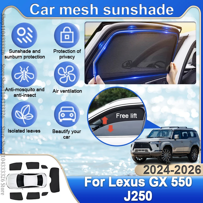 

Для Lexus GX550 J250 2024 2025 2026 Toyota Land Cruiser Prado Автомобильная шторка на боковое окно Защита от ультрафиолета Солнцезащитный козырек на лобовое стекло