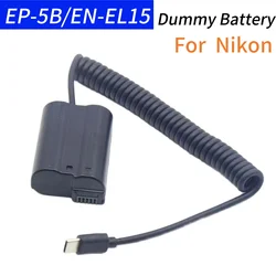 USB Type C to DC Coupler EP-5B EN EL15 Dummy Battery for Nikon 1V1 D7000 D7100 D7200 D500 D610 D750 D800 D800E D810A Z6 Camera