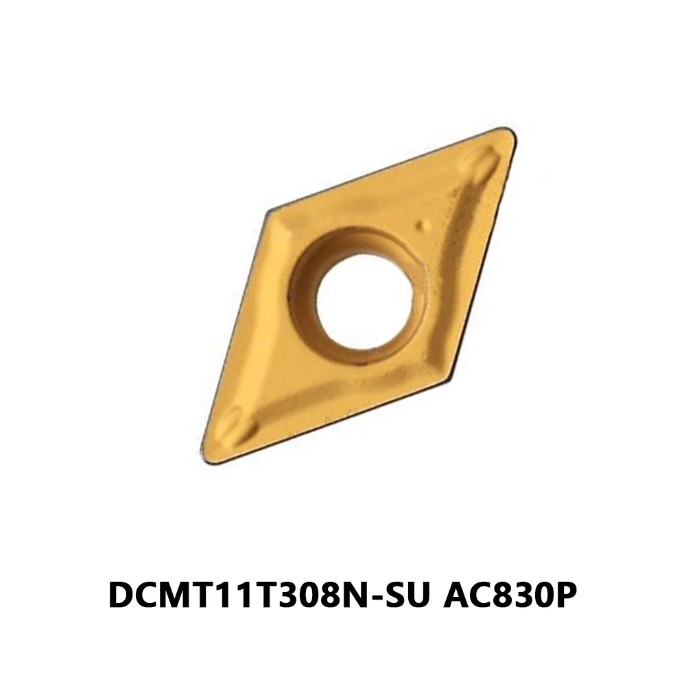 แผ่น DCMT 11T308 N-SU DCMT 11T308N SU DCMT 11T3 08 N SU DCMT11T308N-SU AC830P เดิม 55 °   เครื่องกลึงกลึงใบมีดคาร์ไบด์