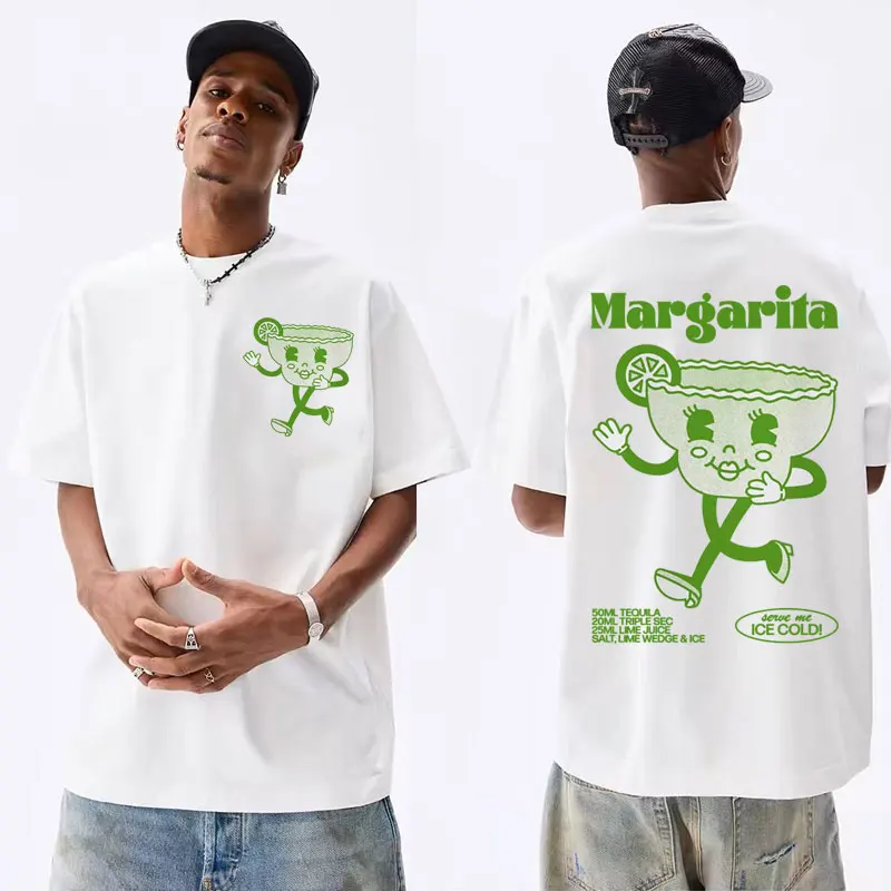 Margarita Meme T Shirt Funny Cocktail Unisex Retro Cartoon Aesthetic T-shirts Men 100% Cotton Oversized Short Sleeve T-shirt Y2k