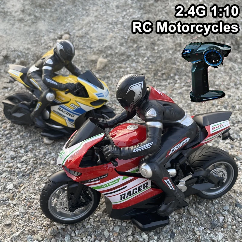 RC 오토바이 1:10 2.4G RC 자동차 고속 레이싱 4채널 원격 제어 트럭 오프로드 모델 장난감 소년 크리스마스 선물