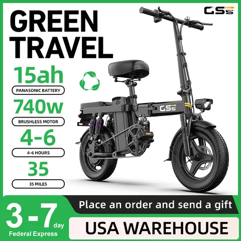 UPlee GS5 48V 15AH Battery EBike,20+MPH,740W Folding Electric Bike,20 Miles Max Range Electric Bike for Adults, 14" Fat Tire