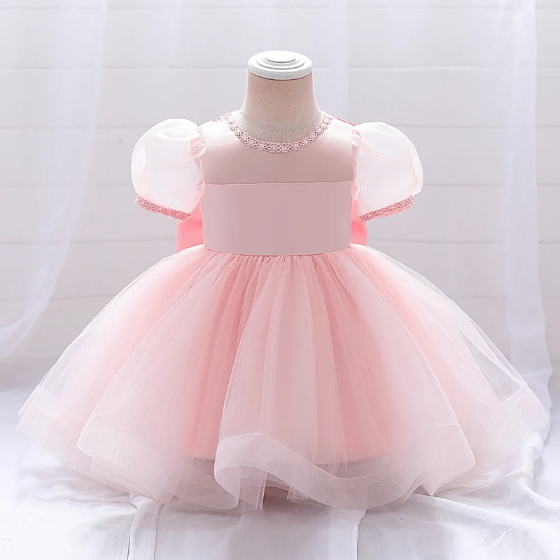 Toddler Baptism White 1st Birthday Dress For Baby Girl Clothes Lace Princess Dresses Lace Party Dress Puff Sleeves Costume