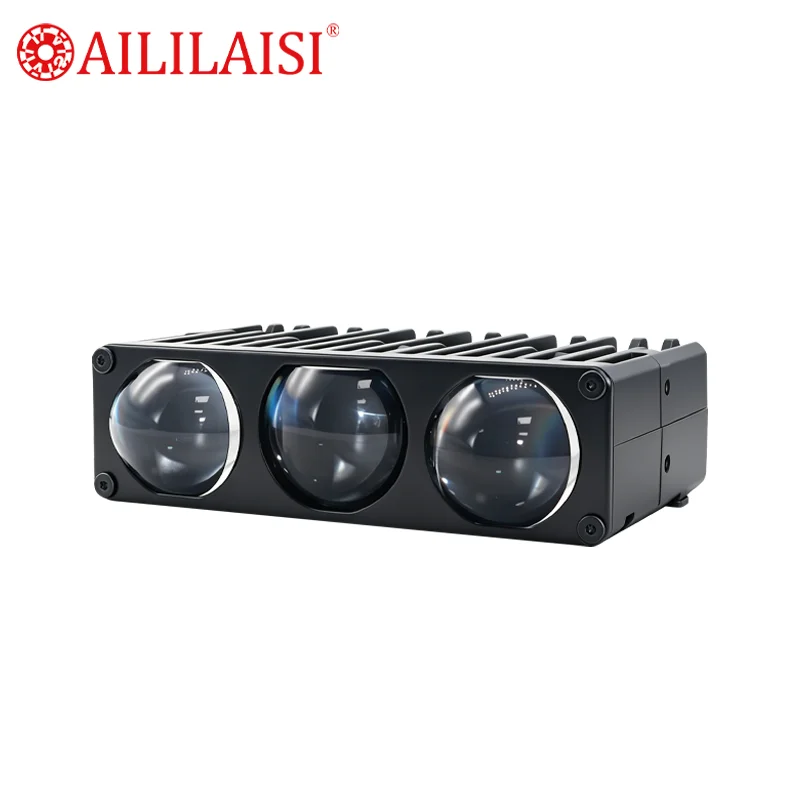 Three Lens Grille Spotlights Headlights Fog Light High Low Beam 3-Lens Bi Led Projector Lens Driving Light Hi/Lo Beam 60000lm