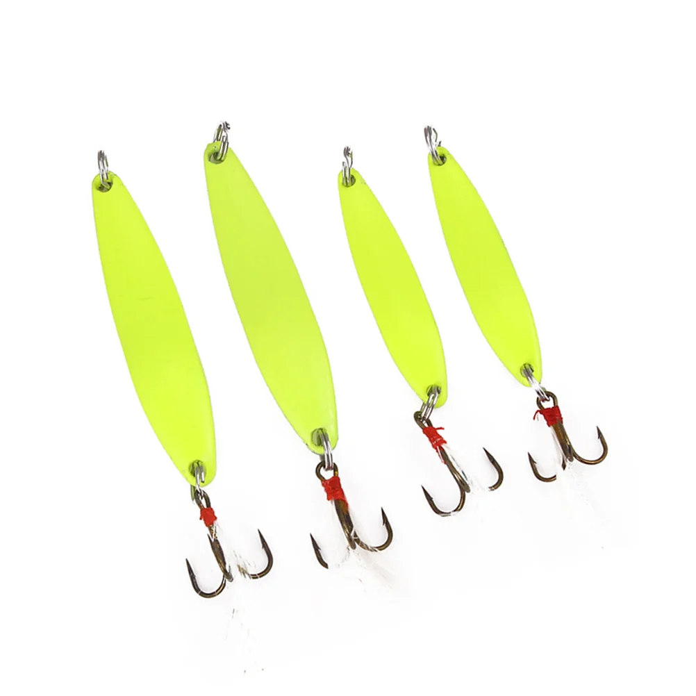 4Pcs Creative Fish Bait Luminous Sequins Lure Bait Light Green Hard Fake Bait Fishing Lures for Fishing(5g and and 10g and 13