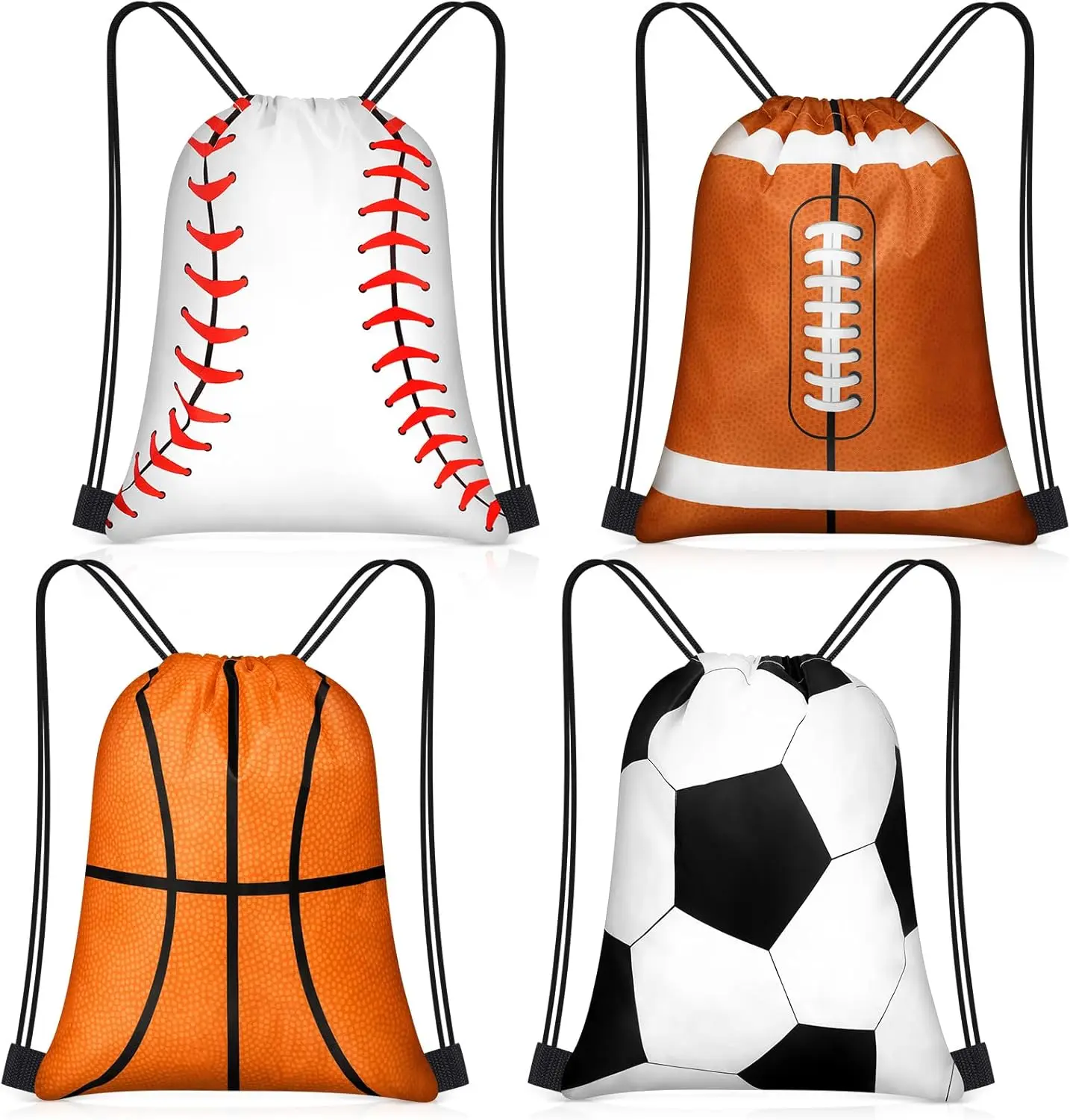 

Drawstring Bags Set Bulk Waterproof Beach Pack for Soccer Baseball Basketball Football Gift Party (Sport Style)