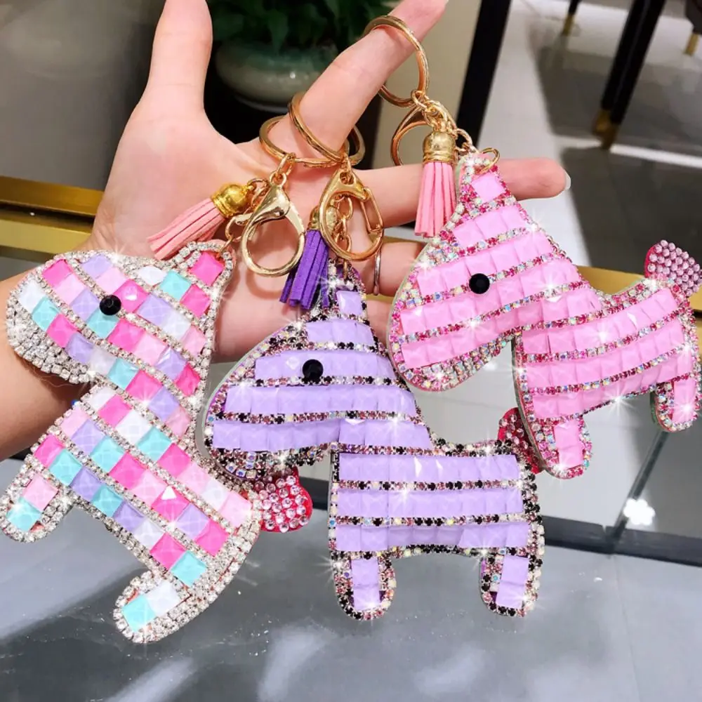 Portable South Korea Bore Pony Keychain Fashionable Creative Car Key Ring Cute Cartoon Bag Pendant Female