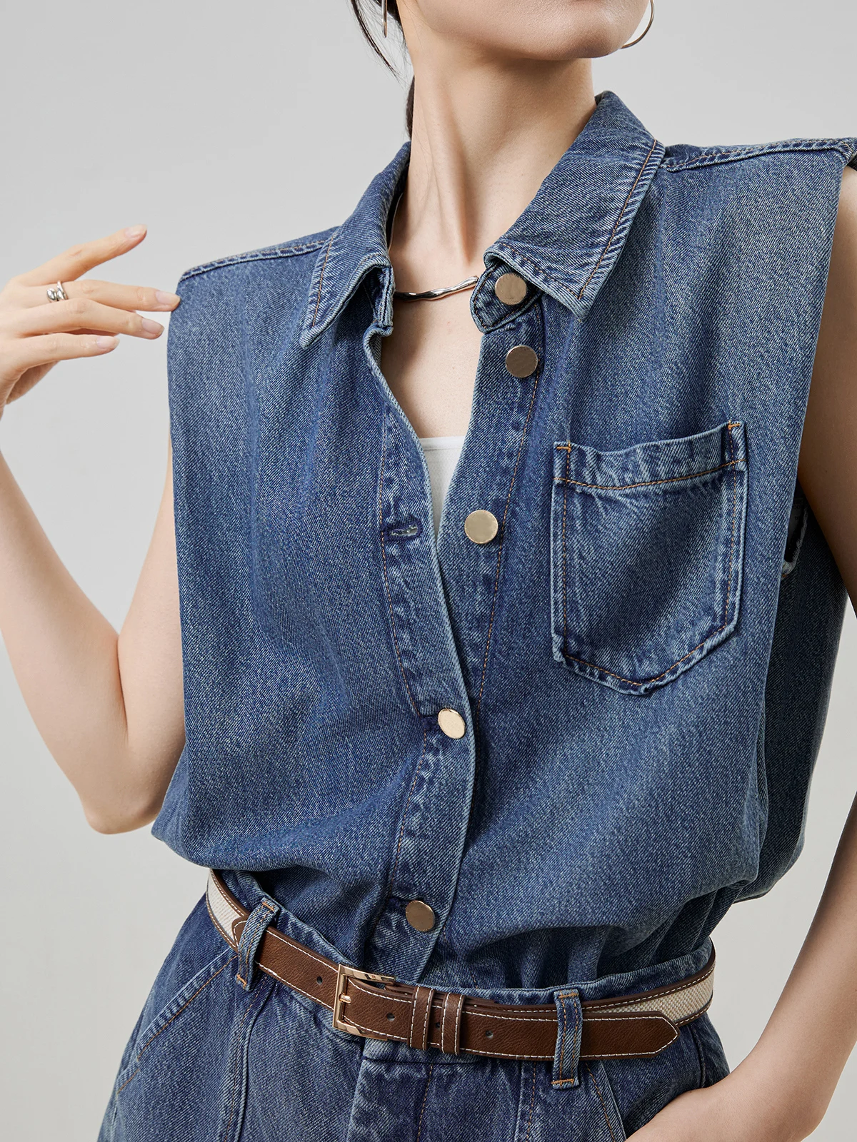 

Синий джинсовый комбинезон Svel для женщин, летний, утягивающий, с высокой талией, прямые штанины, для повседневной носки, G3799, эксклюзивно онлайн