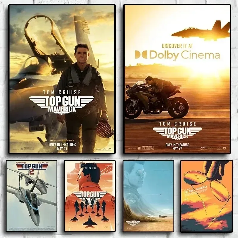 2022 فيلم جديد توب غان مافريك 1986 ريترو أمريكان أكشن فيمز الرسم على لوحات القماش الجدارية ملصق داخلي