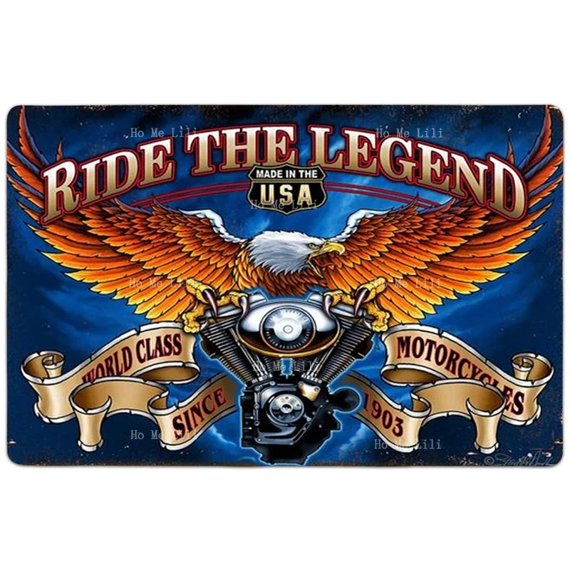 American Ribb Bald Eagle Motor Metal Sign Fighters Patriotic Fire Ring Punisher Skull Flannel Floor Rug By Ho Me Lili Home Decor