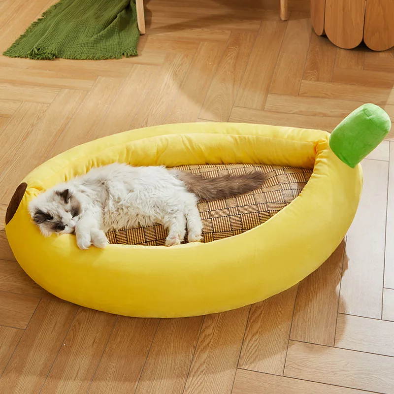 

Banana Cat Bed Cute Cat Mat Beds Warm Durable Portable Pet Basket Kennel Dog Cushion Cat Supplies