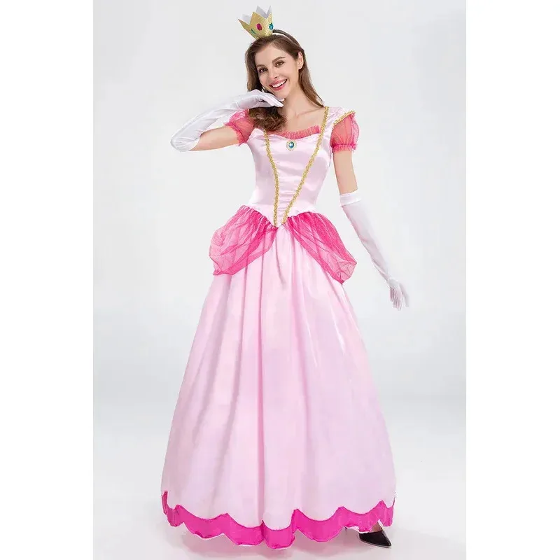 Silisili AAdult Princess Peach Costume Cosplay Party Halloween Masquerade Dress Up Abbigliamento per le donne Fan rosa 2025 ☆   Nuovo