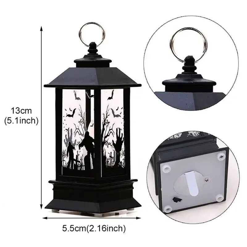 Hanging Halloween Vintage Lanterns Flame Effect LED Candle Lights Battery Powered Ornaments for Holiday Family Party