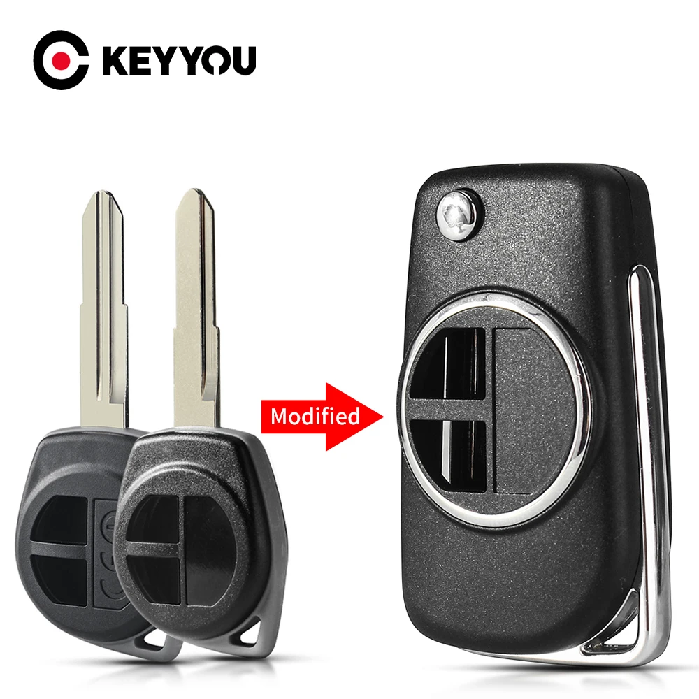 KEYYOU For Suzuki Swift Grand Vitara Alto SX4 Liana Fob Flip Modified Car Key Shell Remote Case HU133R/SZ11R Blade Replacement