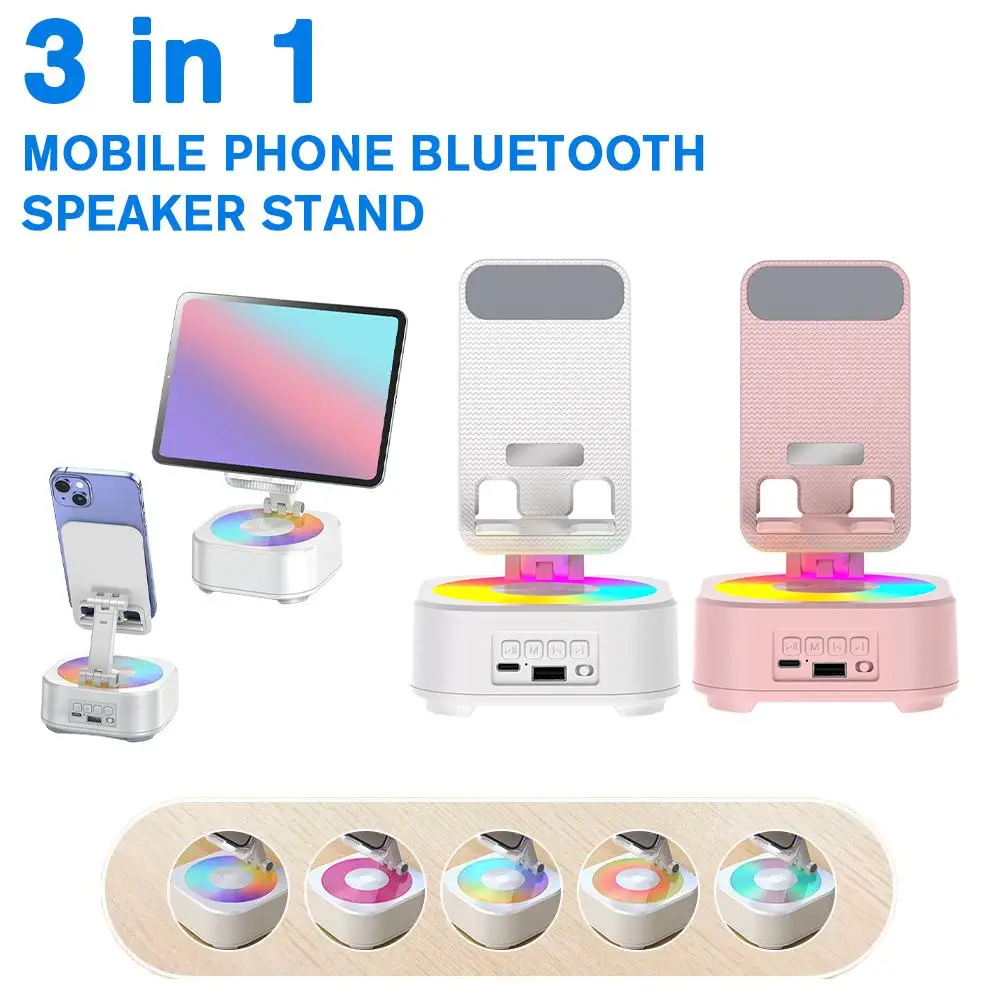 

2025 New 3-in-1 Phone Bluetooth/U Disk RGB Speaker Stretchable Rotation 180 Desktop ﻿ Degree 1800mAh Stand Folding Power Ba P5H1
