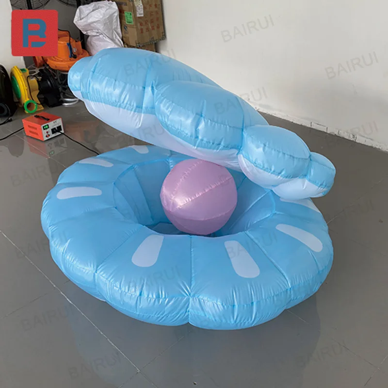 Conchas azules inflables, modelos de aire animal, con sopladores, accesorios de decoración para eventos a gran escala al aire libre y pueden iluminar