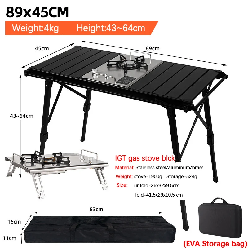 Multi-Functional IGT Table Camping Stove Table Extendable Wood Desktop Table Outdoor Cooking Equipment Foldable Portable