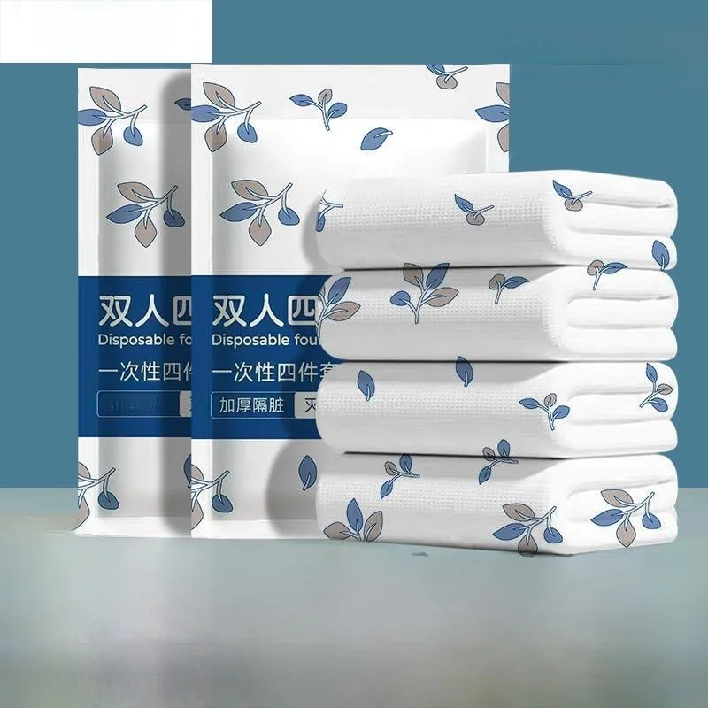 

Одноразовый комплект постельного белья из четырех предметов: простыня, наволочка, утолщенный, двуспальный, для путешествий, гостиничный, грязеотталкивающий, портативный