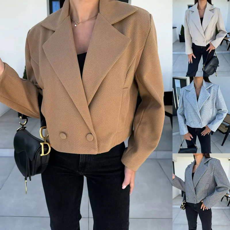 Coat women 2026 casual new fashionable British suit collar woolen short jacket women's clothing
