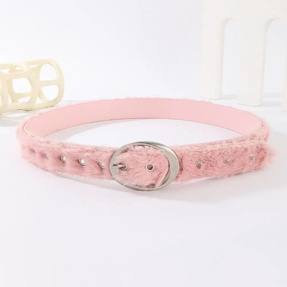 خمر العصرية تصميم فو الفراء أحزمة فاسق Y2K تقليد الأرنب الفراء حزام كل مباراة أحزمة وسط فاخرة النساء الموضة #5