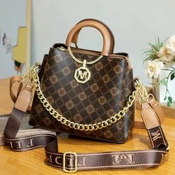 Fashionable senior vintage printed women's handbag, small texture fragrant wind all shoulder crossbody bag