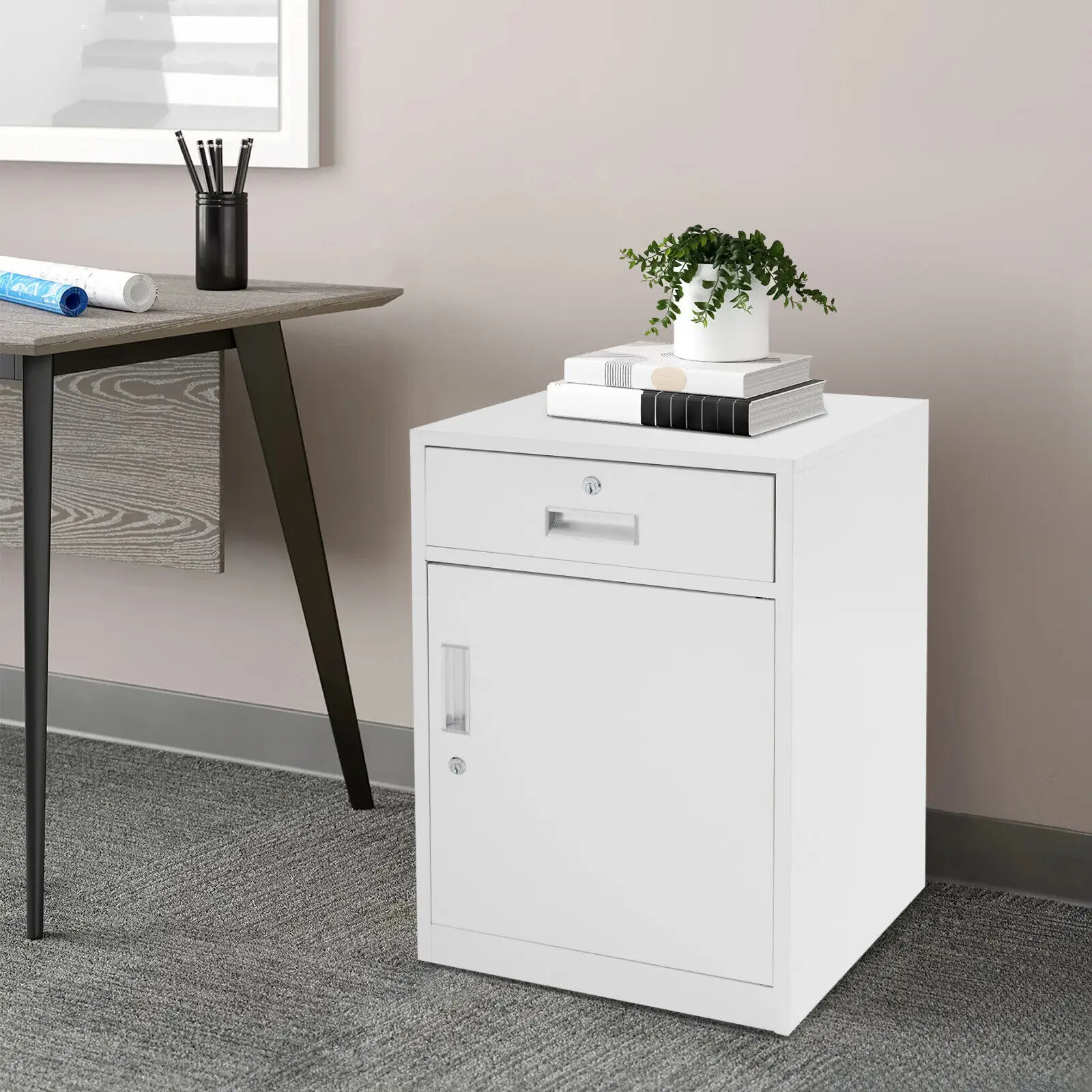 Storage Cabinet with Lock, under Desk Office Cabinet, Vertical File Cabinet