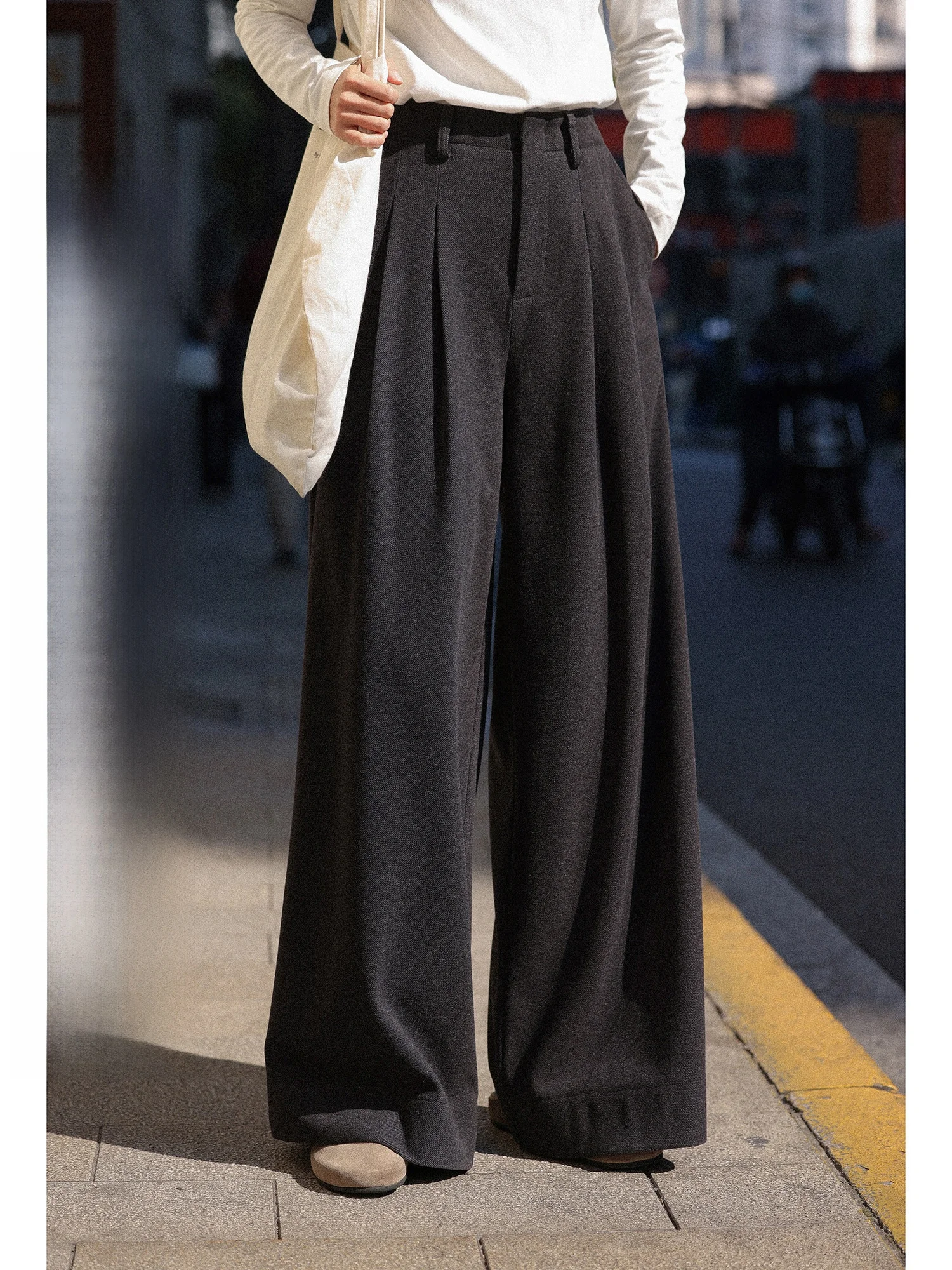 

Bla High Waist Straight Leg Wide Leg Pants Women's Casual Trousers Drapey Long Pants Winter 2026 New Sle Mixd Brand