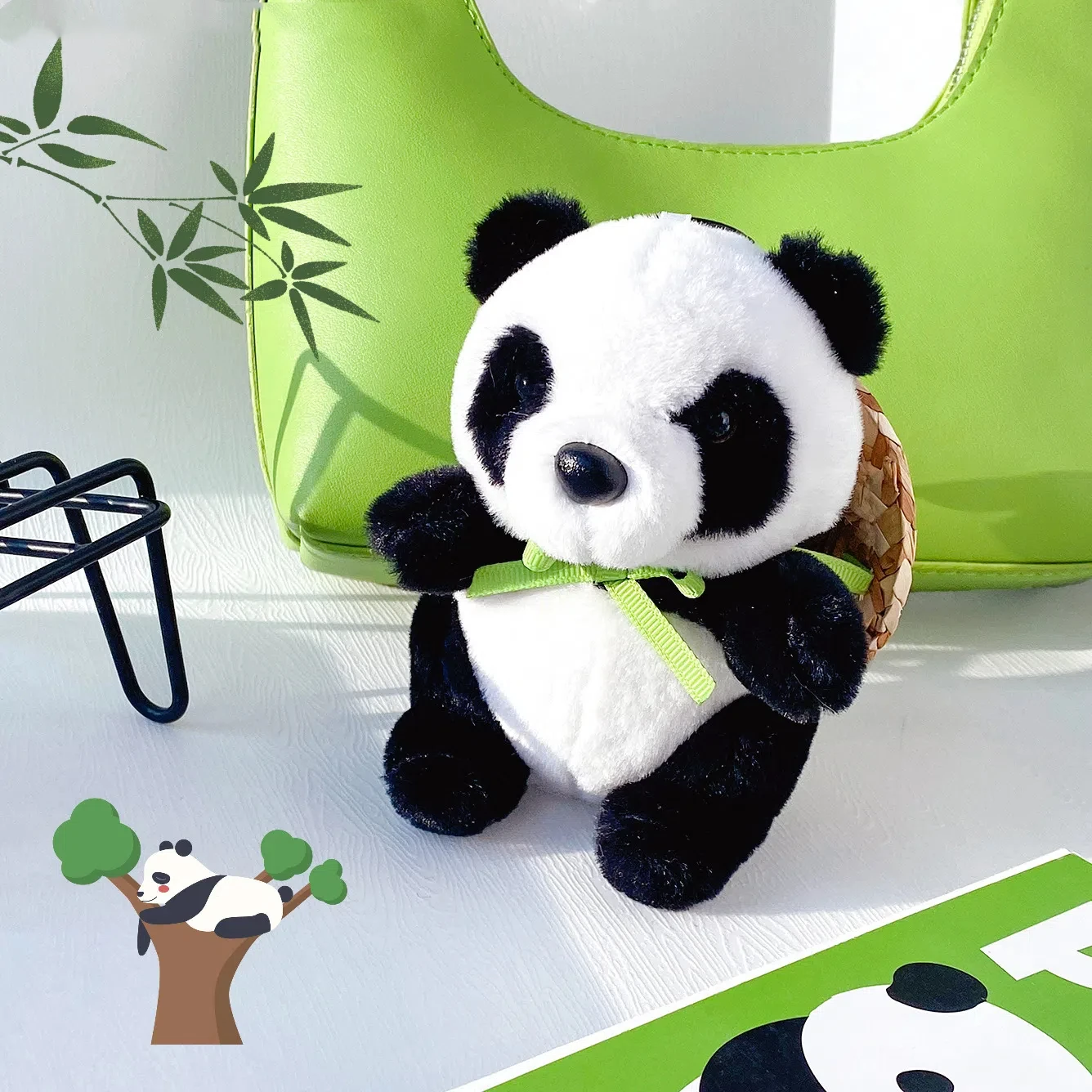 Abraço Panda Flip Plush Boneca, Chaveiro divertido