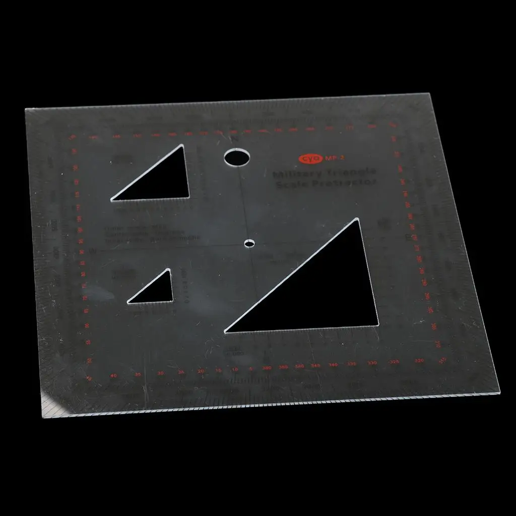 Acrylic Coordinate Scale Protractor Triangle Map Reading Tool UTM MGRS Compatible for Graphic Training