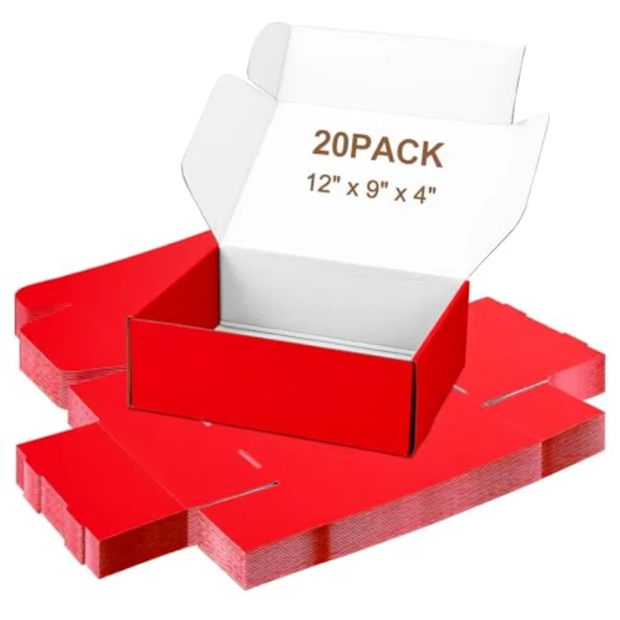 

20 Pack Shipping Boxes 12x9x4 Inch Large Corrugated Cardboard Boxes Mailer Box for Small Business Gift Packing Mailing