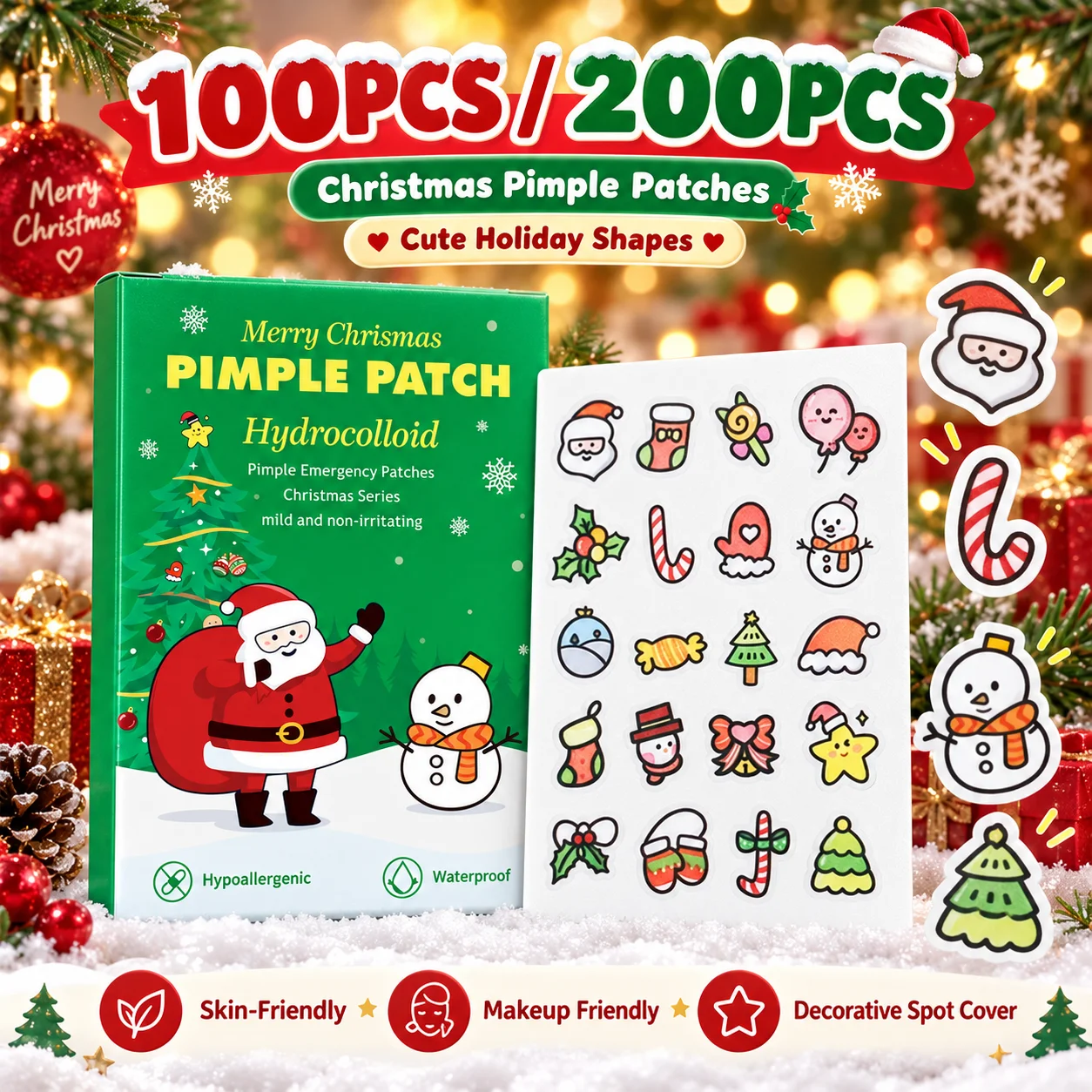 Skincare Salicylic Acid - Multi Color Christmas Pimple Patches Salicylic