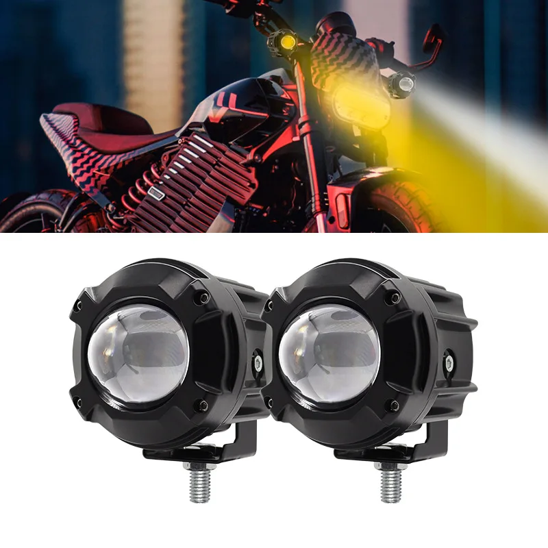 NXY Dual Color LED Projector Spotlight for Motorcycle Electric Bike External Work Light High Low Beam Auxiliary Driving Lamp