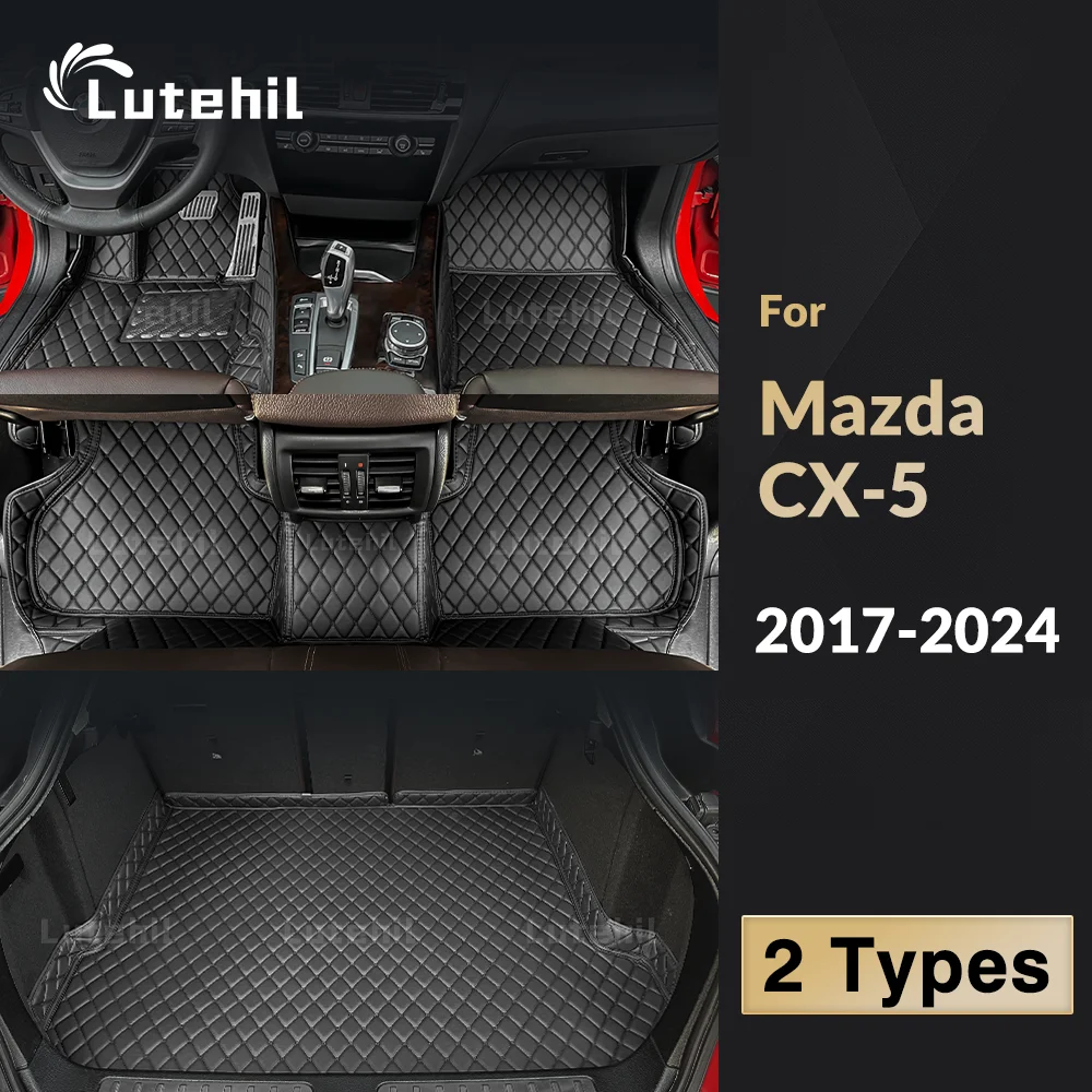 Car Floor Mats For Mazda CX-5 2017 2018 2019 2020 2021 2022 2023 2024 Car Trunk Mat Foot Pads Carpet Accessories