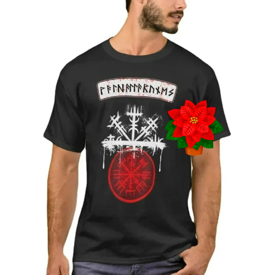 Nordic Warrior Odin Valhalla Vegvisir Rune Berserker T-Shirt 100% Cotton O-Neck Short Sleeve Casual Mens T-shirt Size S-3XL