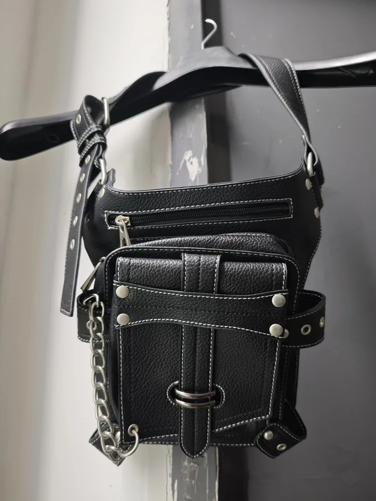 Punk Men's Purse Motorcycle Outdoor Riding Motorcycle Leggings Bags Waist Bag Women Fanny Pack Belt Bag Chest Bag Banane Sac