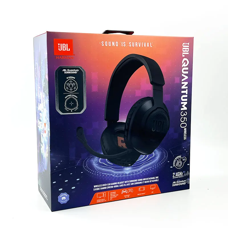 JBL Quantum 350 Wireless Gaming Headset Gamer Headphones with Microphone 2.4GHz Low Latency 40mm Driver Size for PS4 PS5 Switch