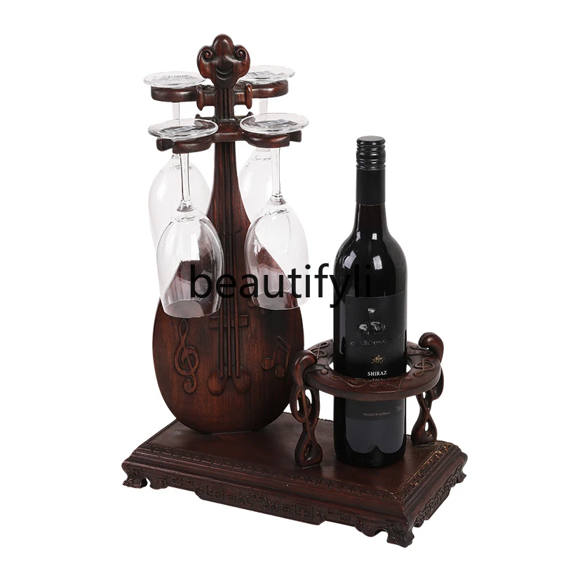 

Pipa Qin red wine rack Solid wood creative European wine rack