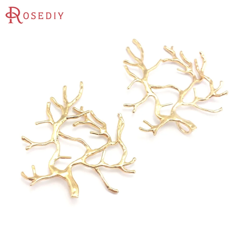 High Quality 18K Gold Color Brass Tree Branch Charms Pendants Diy Jewelry Making Supplies Earrings Accessories for Women