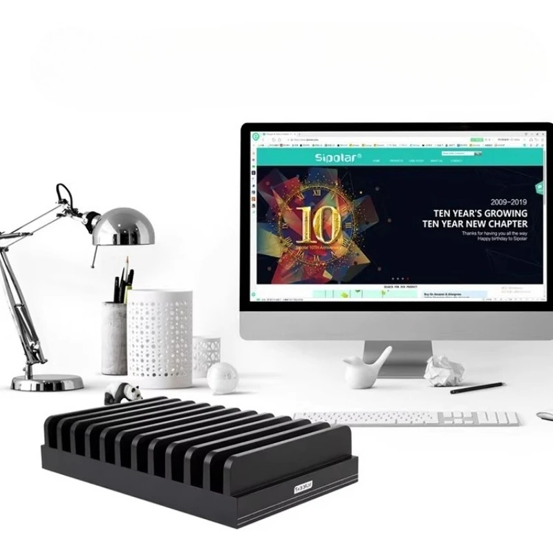 Multi-Device Cable Management Organizer Fast Charging Desktop Stand for Phone Tablet Holder for Home Office Desk Accessories
