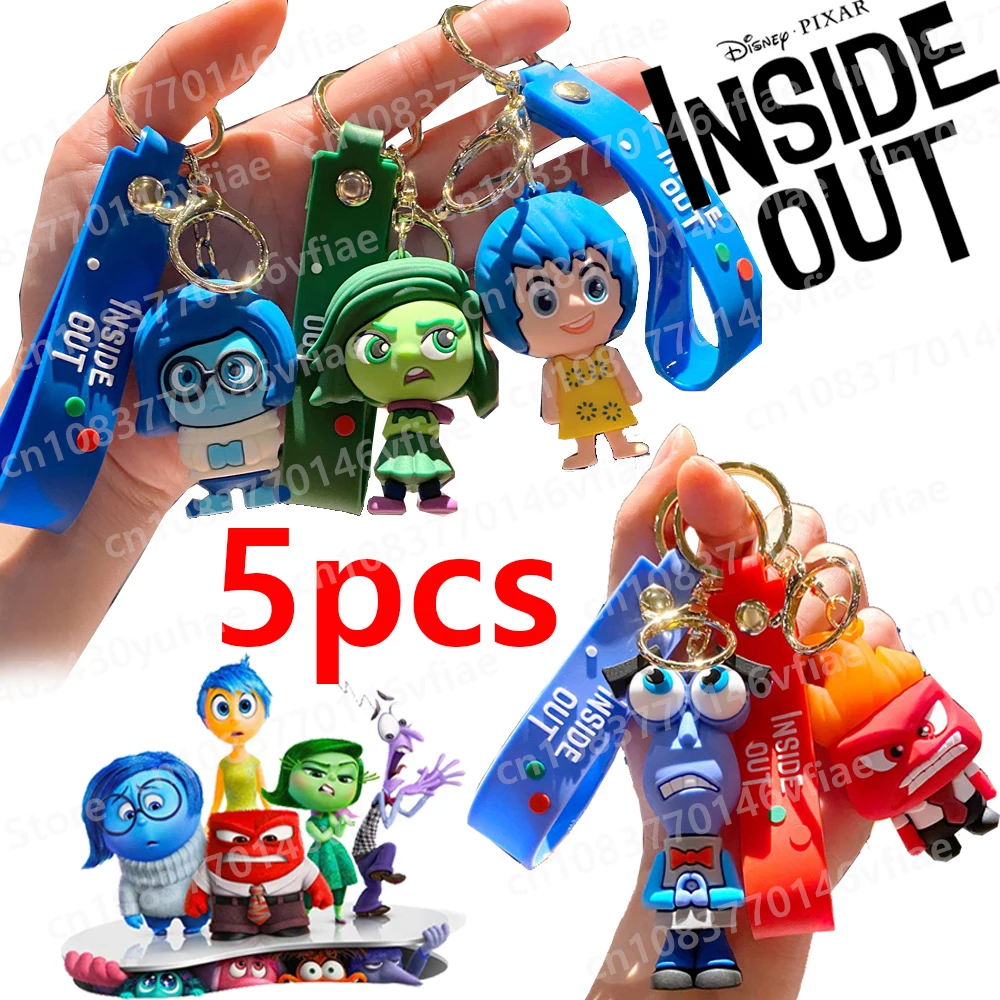 

5pcs Inside Out 2 Keychain Disney Movie Anime Anxiety Ennui Envy Kawaii Cute Girls Creative Bag Pendant Keychain Toys Set Gifts