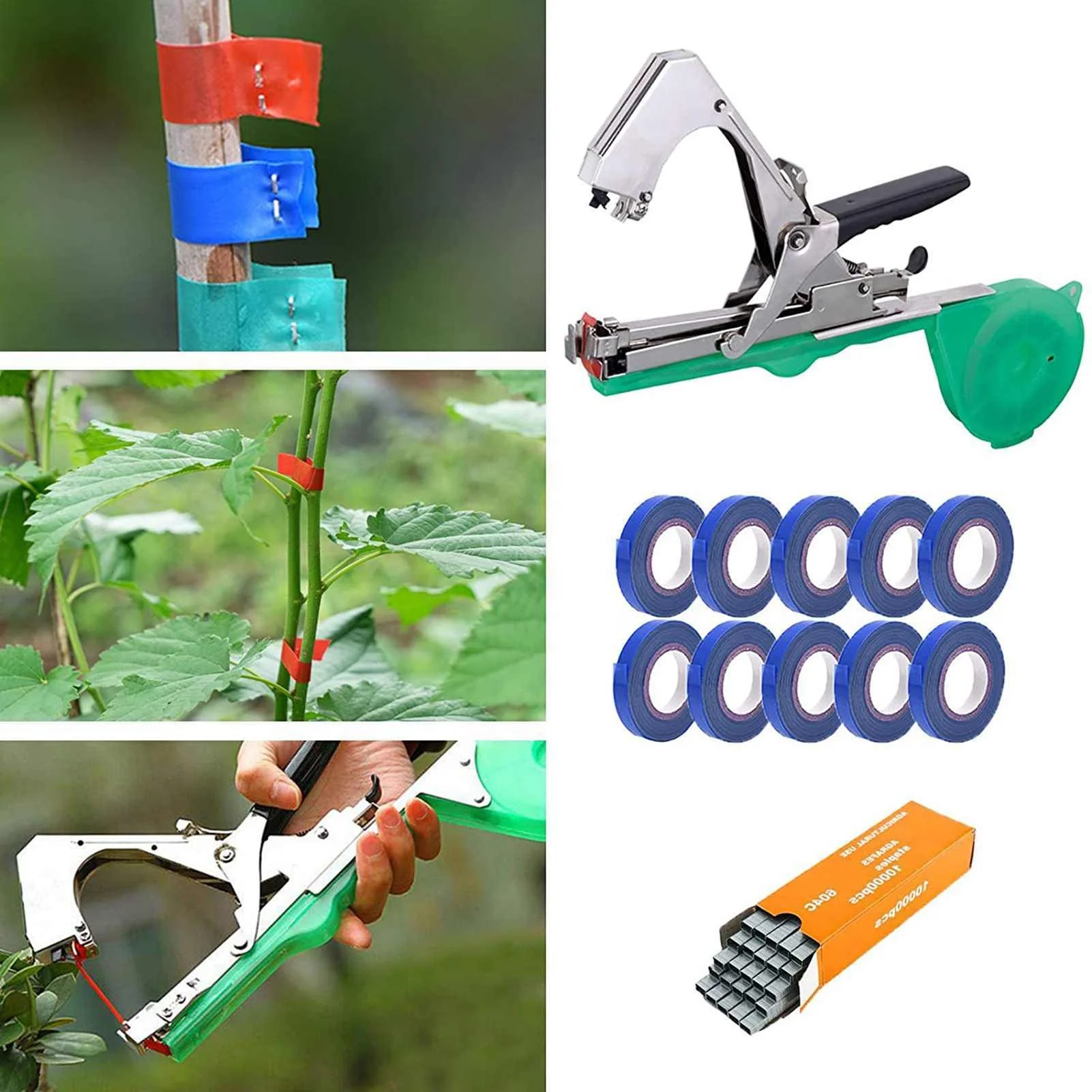 2025Plant Strapping Machine Garden Plant Tape Tool Vegetable Grape Tomato Strapping Machine With Blue Tape Set