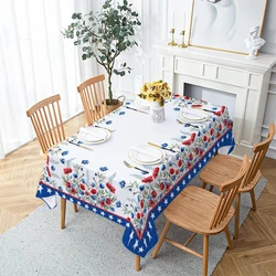 Independence Day Flower Household Anti-fouling Tablecloth Rectangular Coffee Table Waterproof and Oil-proof Fabric Mantel Mesa