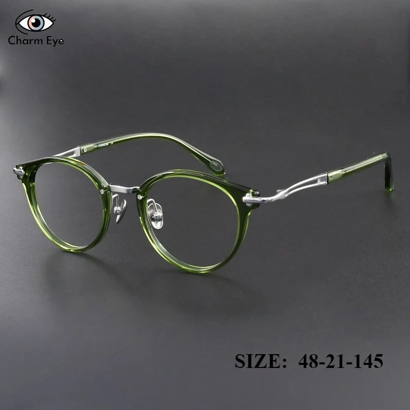 

Высокое качество ацетатные женские овальные модные очки в оправе в стиле ретро зеленые ретро оптические мужские очки для близорукости по рецепту из чистого титана