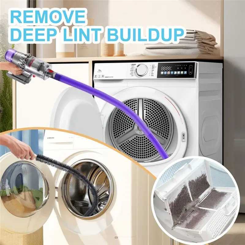 ABBZ-5PCS Dryer Vent Cleaner Kit  For Dyson V7 V8 V10 V11 V12 V15 V6  Dryer Vent Attachment   For Corners And Gaps Lint Removal - view 4
